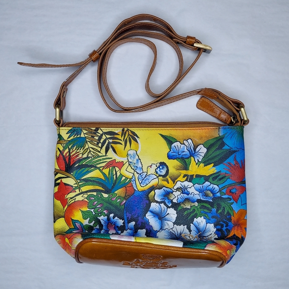 Sharif Artistic Expressions Hand Painted Vtg Designer Crossbody Bag Hawaiian Sun